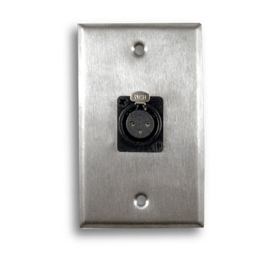American Recorder Technologies Single Gang Stainless Steel Wall Plate with 3 pin XLR Female