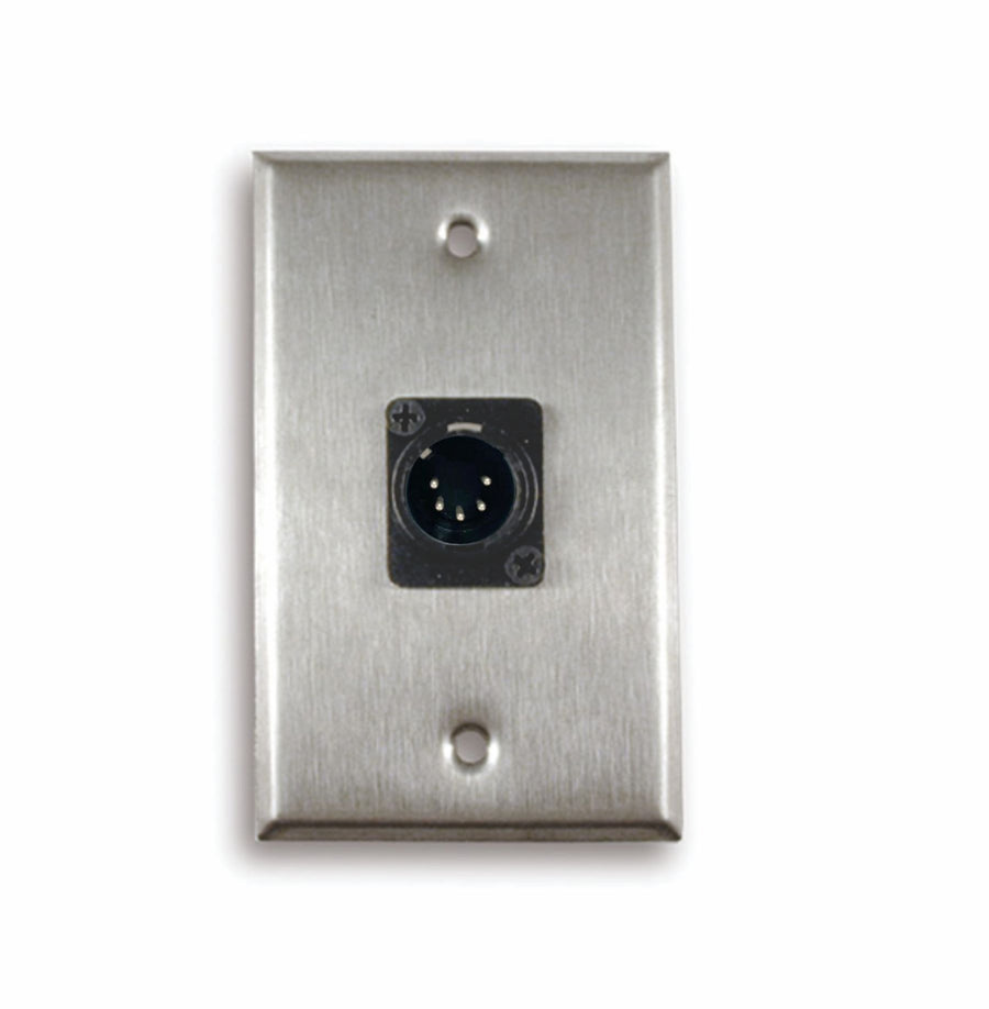 American Recorder Technologies Single Gang Stainless Steel Wall Plate with 5 pin XLR Male