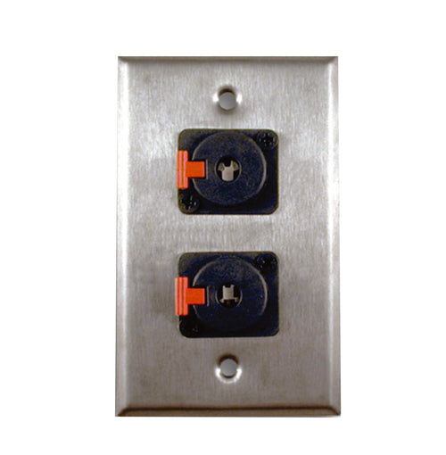 American Recorder Technologies Single Gang Stainless Steel Wall Plate with Dual TRS Female