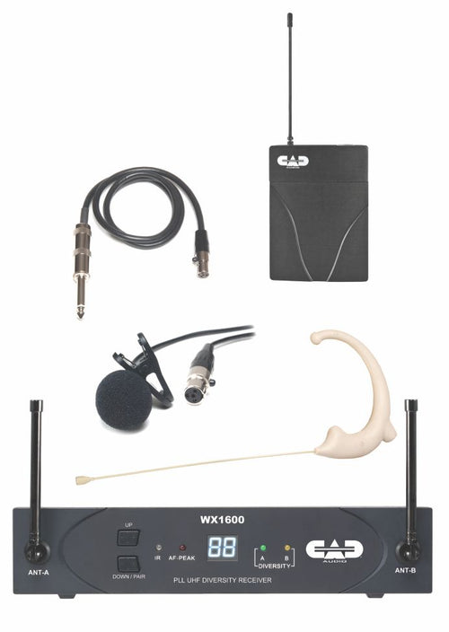 American Recorder Technologies CAD AUDIO UHF Wireless Diversity Sys, 100 channel with Body Pack,Earworn & Lavalier Mics