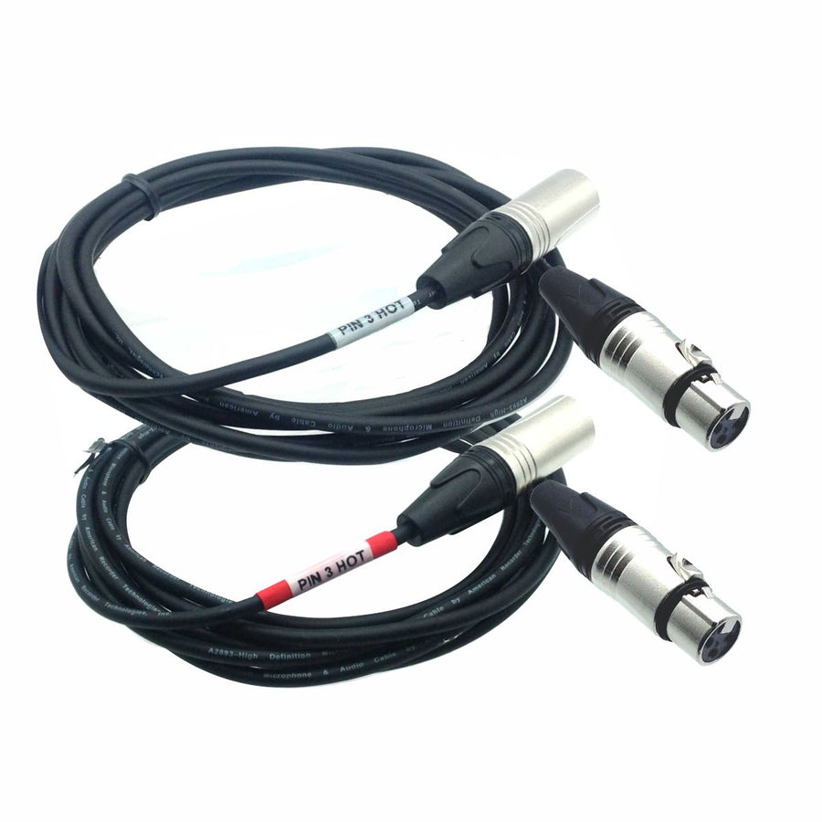 American Recorder Technologies AMERICAN RECORDER XLR Male with PIN 3 Hot to XLR Female Audio Cables - Pair