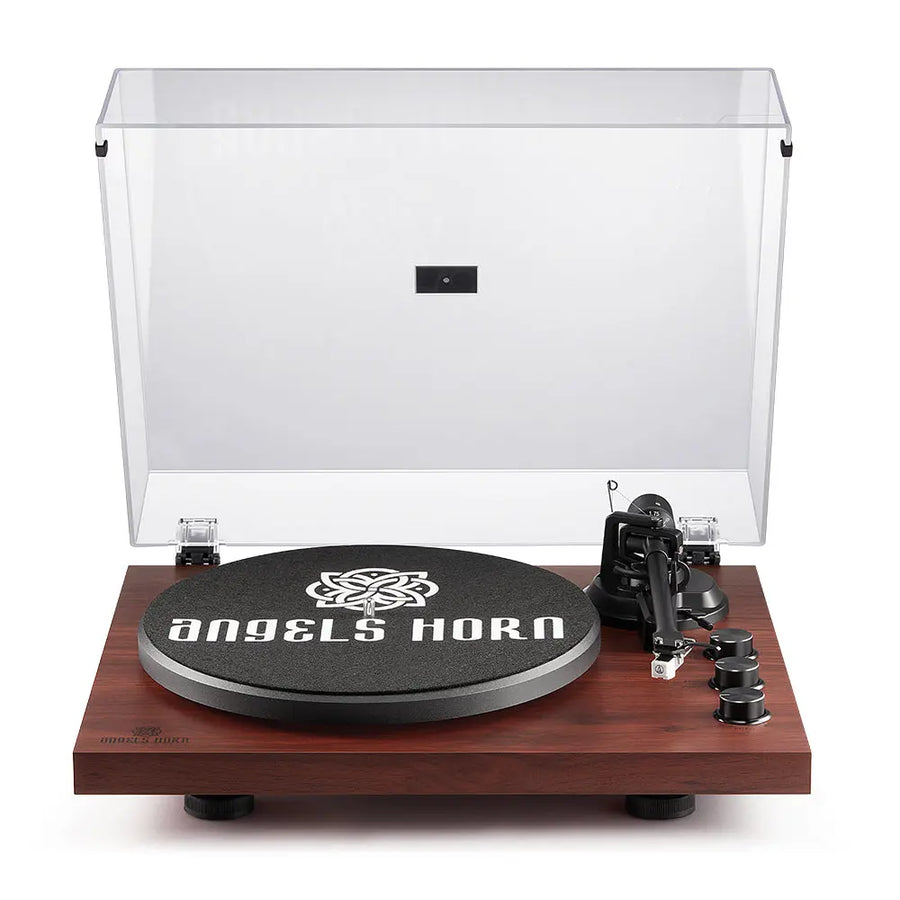 AngelsHorn Angels Horn AH1 Wooden Turntable Bluetooth Vinyl Player with Speed Adjustment Knob