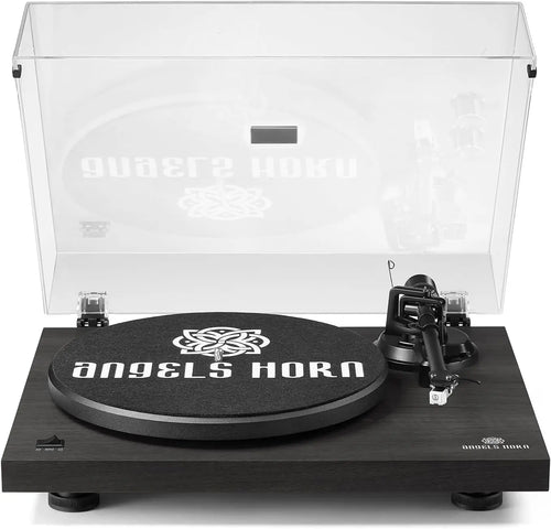 AngelsHorn Angels Horn H002BT-BK Exceptional Quality Vintage Wooden Bluetooth Turntable Vinyl Player