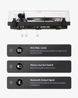 AngelsHorn Angels Horn H002BT-BK Exceptional Quality Vintage Wooden Bluetooth Turntable Vinyl Player, view 5