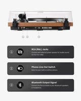 AngelsHorn Angels Horn H002BT-OR Exceptional Quality Vintage Wooden Turntable  Bluetooth Vinyl Player, view 5