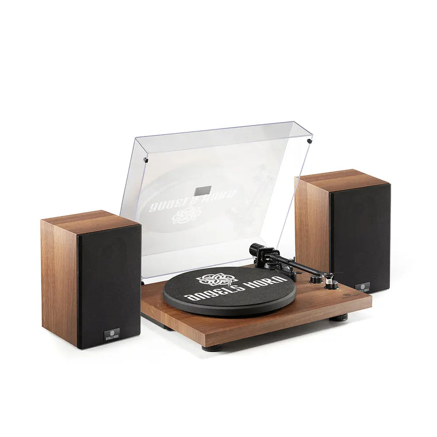 AngelsHorn Angels Horn H00501 Hi-Fi Bluetooth Turntable with Stereo Bookshelf Speakers