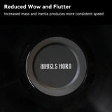 AngelsHorn Angels Horn  HiFi Vinyl Record Weight Stabilizer High Mass 303 gram Aluminum LP Disc Turntable Accessory with Oxide plating layer and  Protective Leather Pad for Vibration Damping, view 6