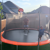 Aotob 15 ft Outdoor Trampoline with Safety Net, Basketball Hoop & Ladder, view 3
