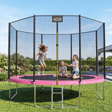Aotob 12ft Trampoline for Kids/Adults, Backyard 1400 LBS Trampoline with Safety Enclosure Net/Ladder,Pink, view 3