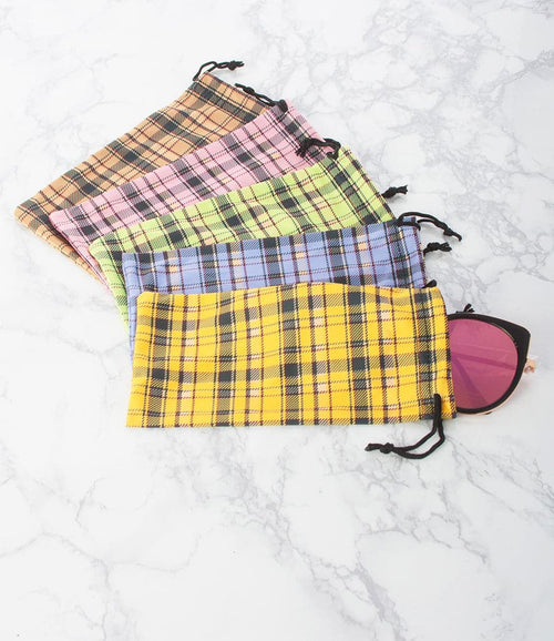 Apparel Candy Plaid Print Sunglass Pouch - Pack of 12