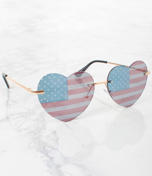 Apparel Candy Wholesale Americana Rimless Heart Sunglasses - M3012AP/FG- Pack of 12