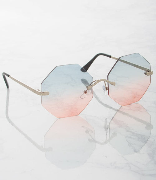 Apparel Candy Octogonal Rimless (Pack of 12) Womens Wholesale Sunglasses - M18107MC