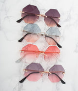 Apparel Candy Octogonal Rimless (Pack of 12) Womens Wholesale Sunglasses - M18107MC, view 2