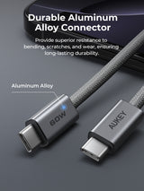 AUKEY CB-DCC061 Circlet Blink 60W 1m DTY Braided USB-C to USB-C Cable, view 2