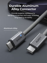 AUKEY CB-DCC241 Circlet Blink 240W 1m DTY Braided USB-C to USB-C Cable, view 2