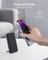 AUKEY MagFusion 10000 10000mAh 30W Magnetic Wireless Charging Power Bank USB C-C  Included Gray PB-MS02, view 2
