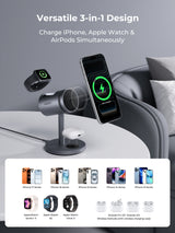 AUKEY MagFusion 3-in-1 Pro Plus Magnetic Wireless Charger with Active Cooling System LC-MC311AP, view 4