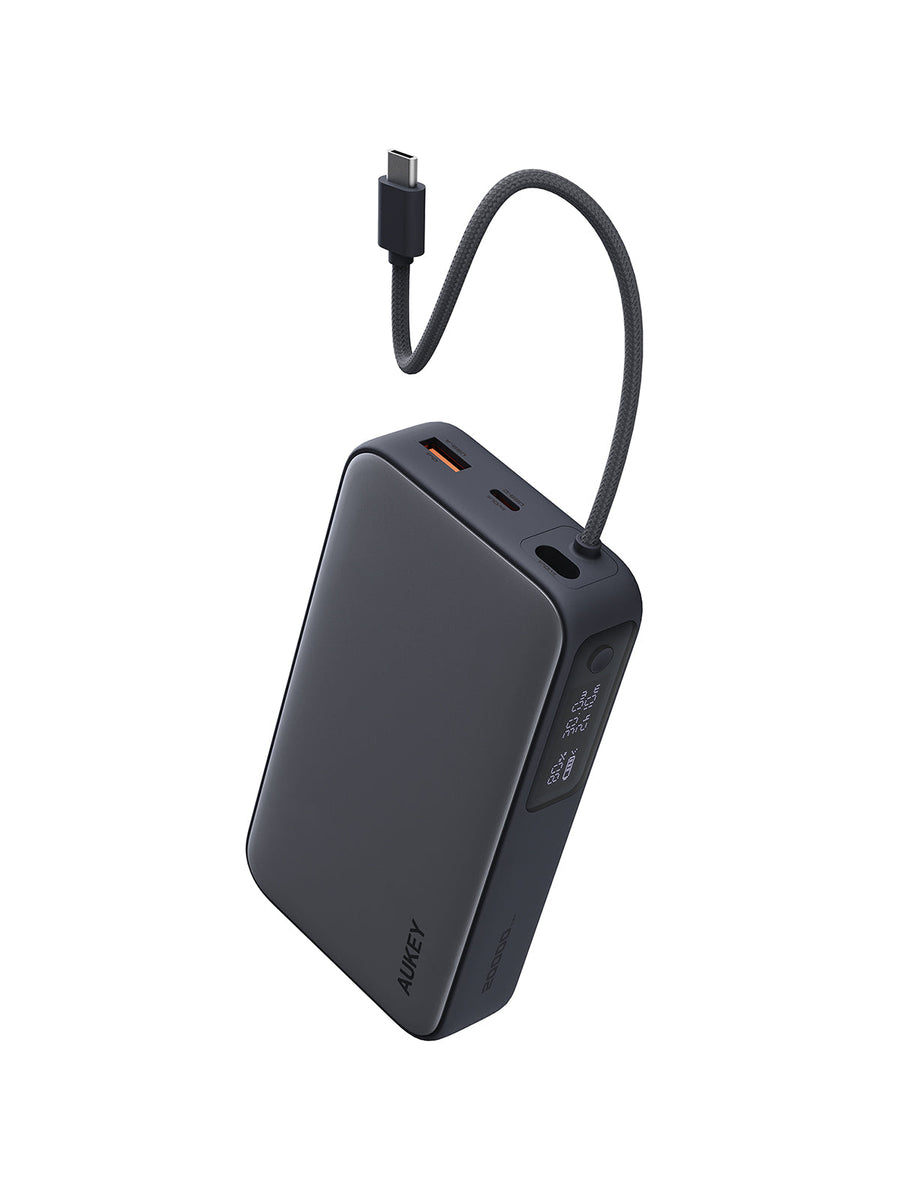 AUKEY Spark Sling 20000 Compact Fast Charging Power Bank with Built-in USB-C Cable PB-Y48