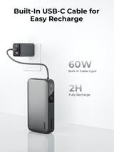 AUKEY Spark Sling 20000 Compact Fast Charging Power Bank with Built-in USB-C Cable PB-Y48, view 6
