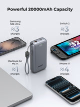 AUKEY Swivel Det 20000 Fast Charging Power Bank with Detachable Cable PB-Y94, view 4
