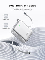 AUKEY Swivel Mini L 10000 22.5W 10000mAh Power Bank with Built-in USB-C and Lightning Cables PB-Y91L, view 2