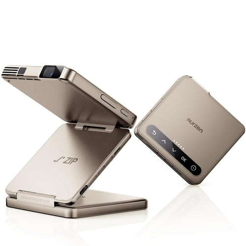 Aurzen ZIP Tri-Fold Portable Mini Projector - Titanium Gold