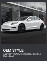 2017-2023 Tesla Model 3 18" Wheel Covers - Performance Hubcaps Matte Black 4PCS | BASENOR, view 2
