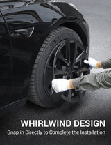2017-2023 Tesla Model 3 18" Wheel Covers - Performance Hubcaps Matte Black 4PCS | BASENOR, view 3