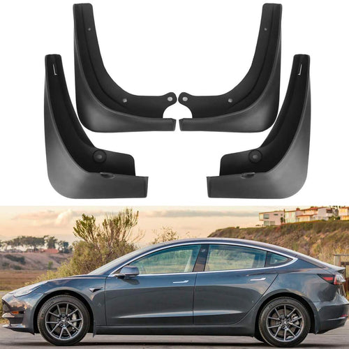 Tesla Model 3 Mud Flaps & Splash Guards 2017-2023 - No-Drill All-Weather 4PCS | BASENOR