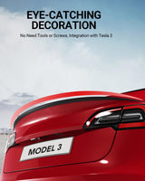 2017-2023 Tesla Model 3 Performance Rear Spoiler - Gen 2 ABS No Drilling Matte Black | BASENOR, view 4