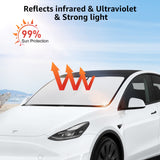 2017-2026 Tesla Model 3 & Model Y Windshield Sunshade - Foldable Silver Reflective | BASENOR, view 3