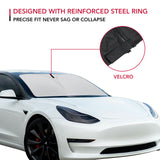 2017-2026 Tesla Model 3 & Model Y Windshield Sunshade - Foldable Silver Reflective | BASENOR, view 5