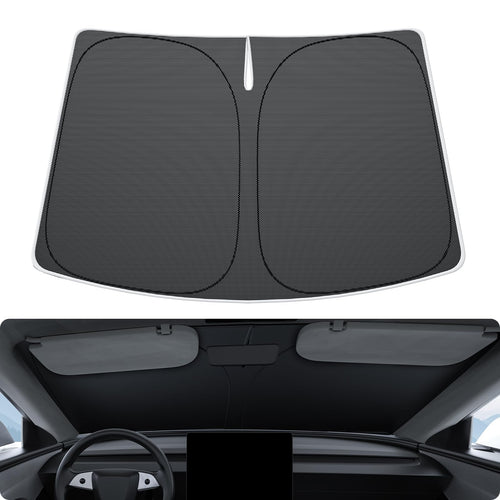 2017-2026 Tesla Model 3 & Model Y Windshield Sunshade - Nano Ice Crystal Black Nylon | BASENOR