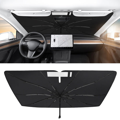 2017-2026 Tesla Model 3 & Model Y Windshield Sunshade Umbrella - Nano Ice Crystal Retractable | BASENOR