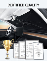 2017-2026 Tesla Model 3 & Model Y Windshield Sunshade Umbrella - Nano Ice Crystal Retractable | BASENOR, view 4
