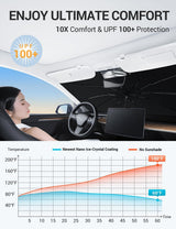 2017-2026 Tesla Model 3 & Model Y Windshield Sunshade Umbrella - Nano Ice Crystal Retractable | BASENOR, view 6