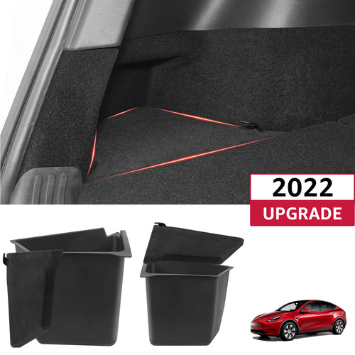 2022-2024 Tesla Model Y Trunk Storage Bins - Waterproof Carpeted 2PCS | BASENOR