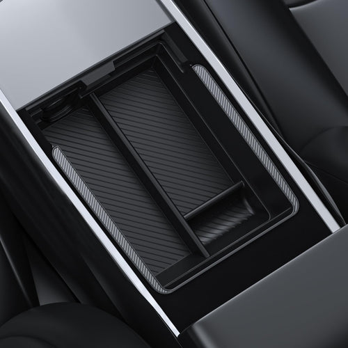 2021-2023 Tesla Model 3 & 2021-2024 Model Y Armrest Console Organizer - Carbon Edition | BASENOR