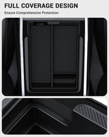 2021-2023 Tesla Model 3 & 2021-2024 Model Y Armrest Console Organizer - Carbon Edition | BASENOR, view 2