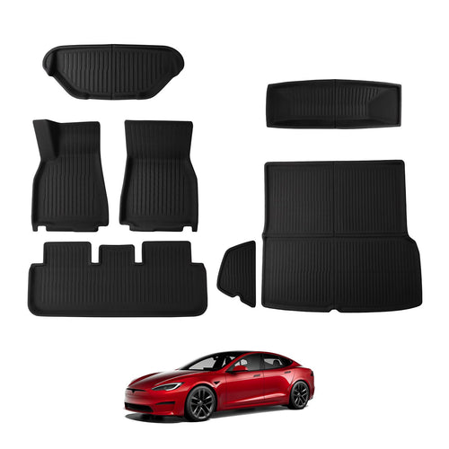 2021-2026 Tesla Model S Floor Mats 7PCS - 3D All-Weather Custom Fit | BASENOR