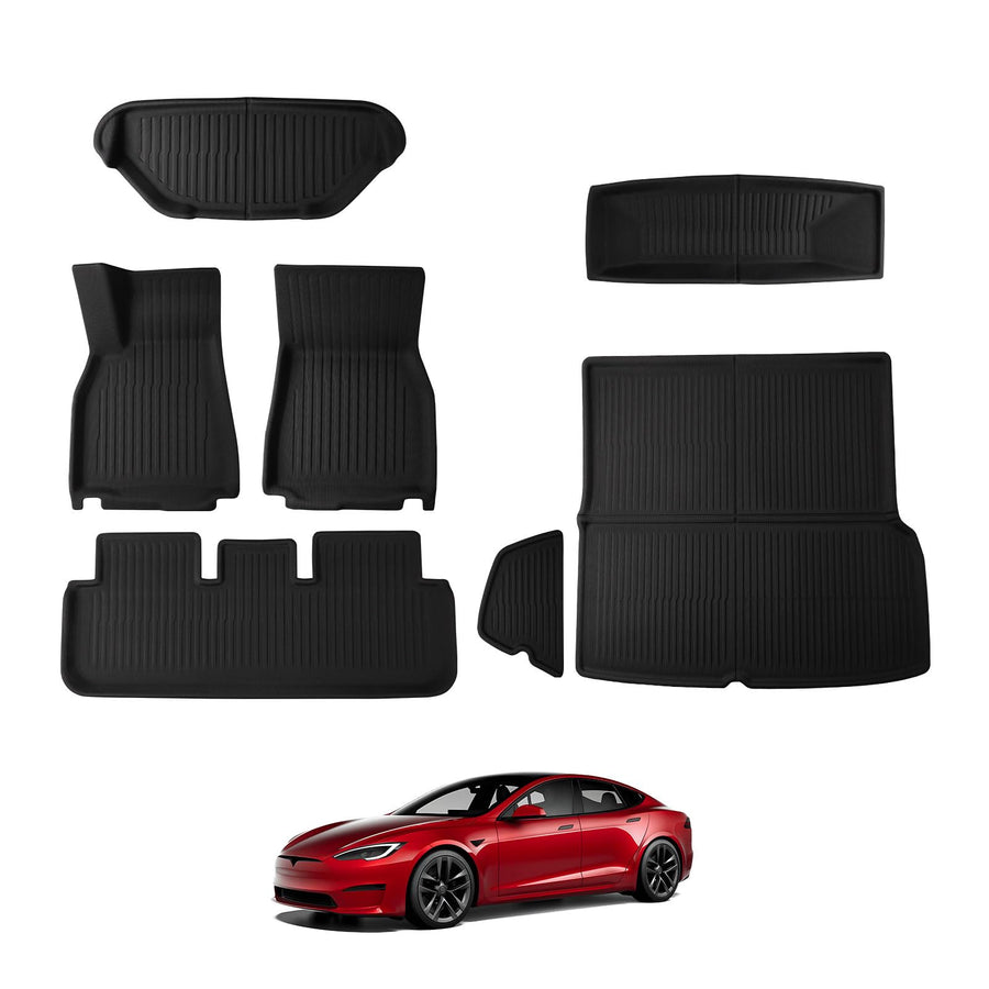 2021-2026 Tesla Model S Floor Mats 7PCS - 3D All-Weather Custom Fit | BASENOR
