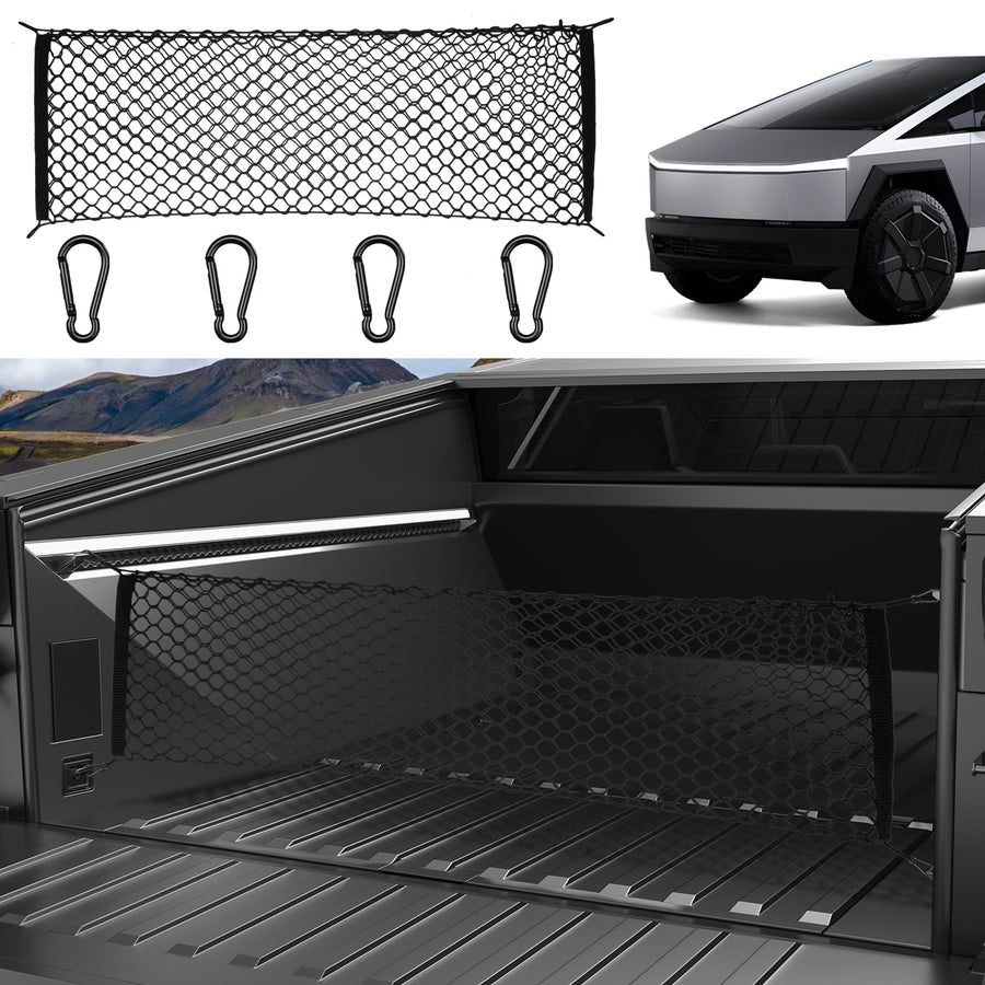 2024-2026 Tesla Cybertruck Trunk Cargo Net - Envelope-Style Metal Hook | BASENOR
