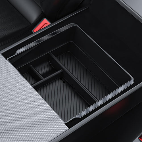 2024-2026 Tesla Model 3 Highland & Model Y Juniper Armrest Storage - Carbon Edition | BASENOR