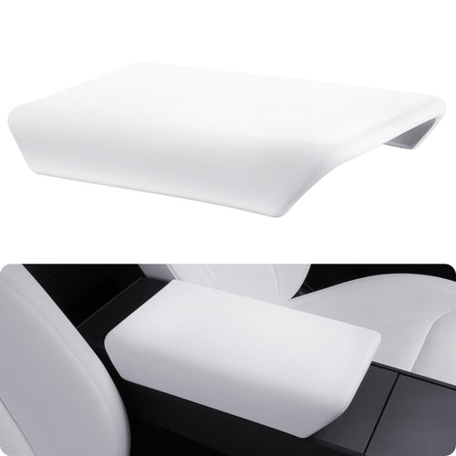 2025-2026 Tesla Model 3 Highland & Model Y Juniper Console Cover - TPU Non-Slip White | BASENOR
