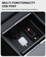 2024-2026 Tesla Model 3 Highland & Model Y Juniper Console Organizer - Carbon Hidden | BASENOR, view 3