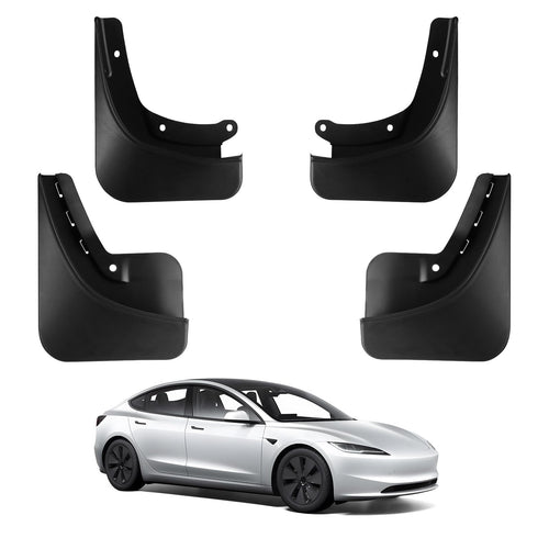 2024-2026 Tesla Model 3 Highland Mud Flaps - No Drilling All-Weather 4PCS | BASENOR