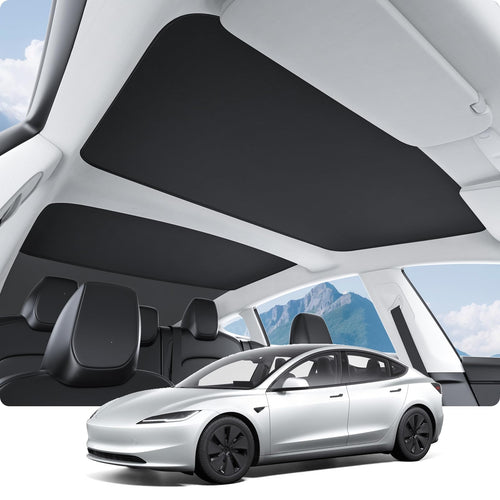 2024-2026 Tesla Model 3 Highland Roof Sunshade - Nano Ice-Crystal Retractable Black | BASENOR