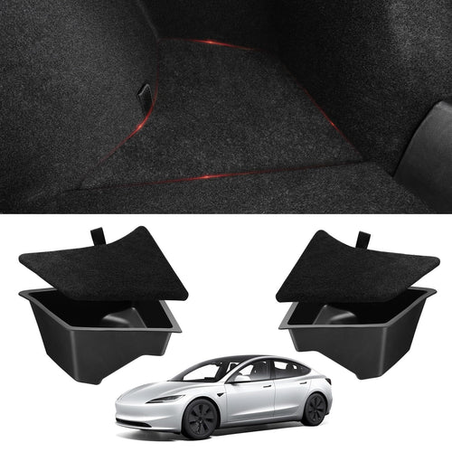 2024-2026 Tesla Model 3 Highland Trunk Storage Bins - Waterproof Carpeted 2PCS | BASENOR