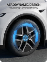 2025-2026 Tesla Model Y Juniper 19" Wheel Covers - Aerodynamic Hubcaps Black & Silver | BASENOR, view 3