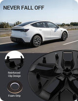 2025-2026 Tesla Model Y Juniper 19" Wheel Covers - Aerodynamic Hubcaps Black & Silver | BASENOR, view 5
